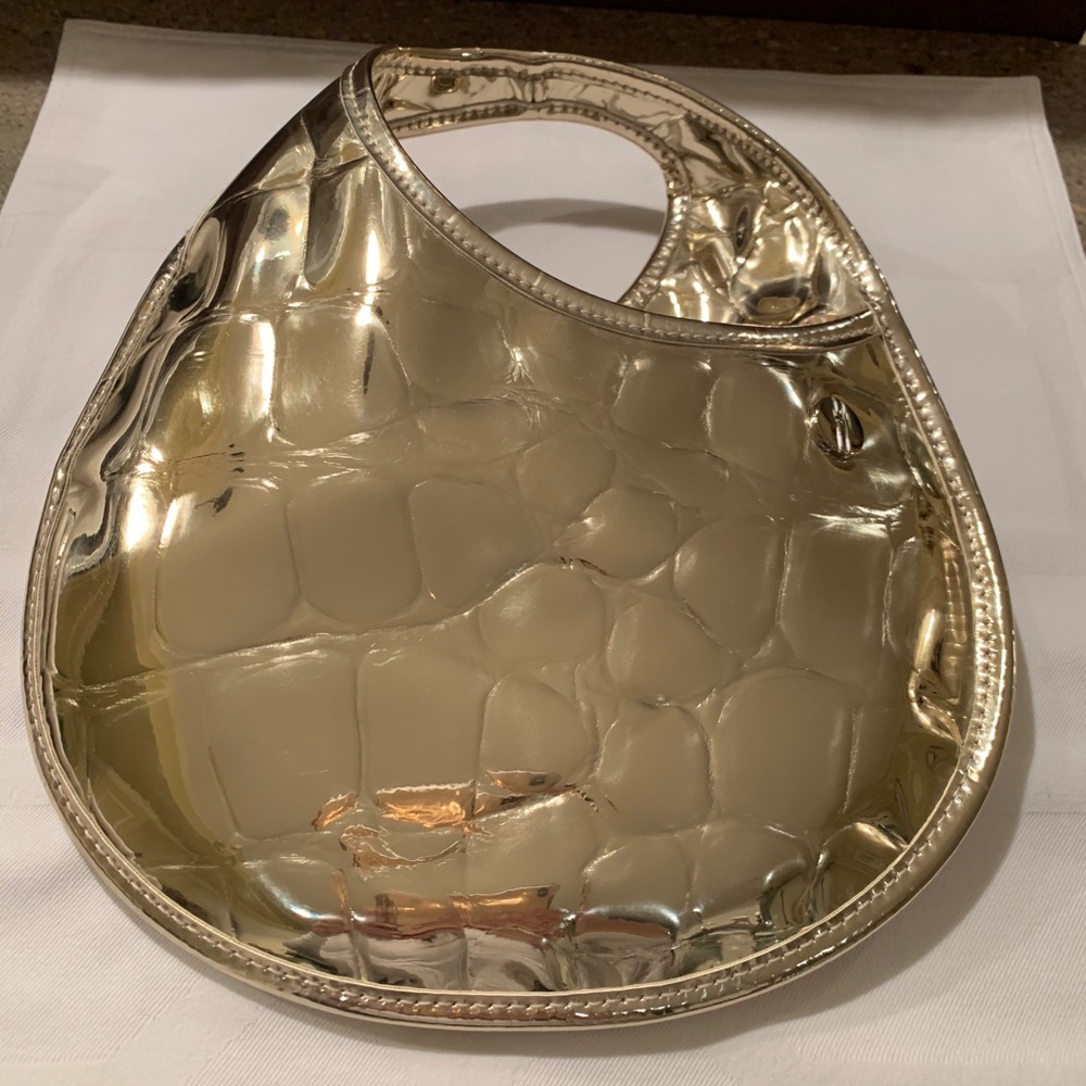 Hayward gold mirror croc-embossed mini handle bag